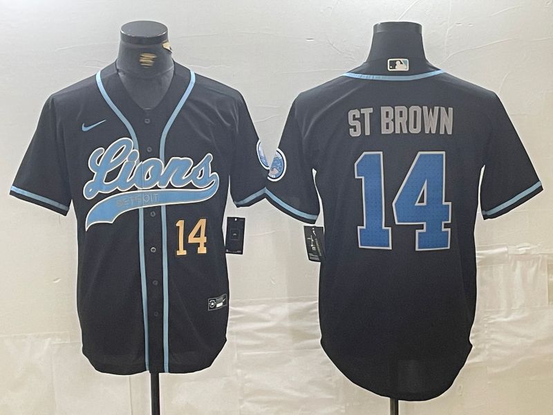Men Detroit Lions #14 ST Brown Black Joint Name 2024 Nike Limited NFL Jersey style 2